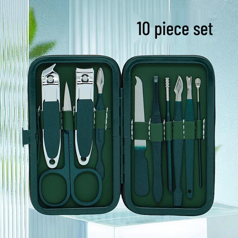 18-Piece Deep Emerald Beauty Set: Manicure, Eyebrow & Foot Care