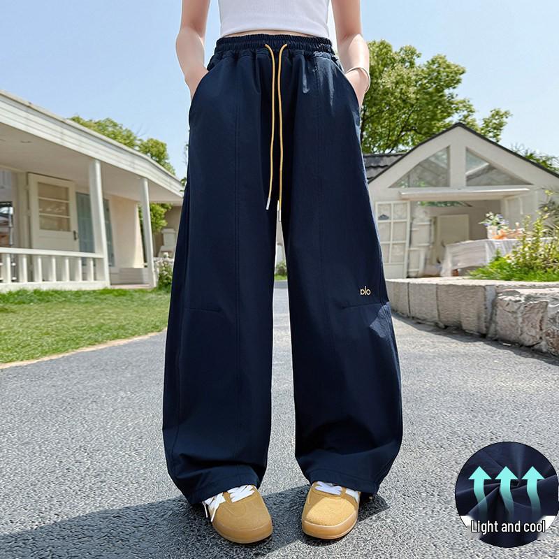 Girls' Quick-Dry Embroidered Wide-Leg Summer Pants