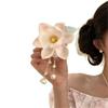 Elegant Magnolia Flower Hair Clip With Pearls Chain Fashion Resin Hair Styling Accessory For Women Girls Daily Wear
