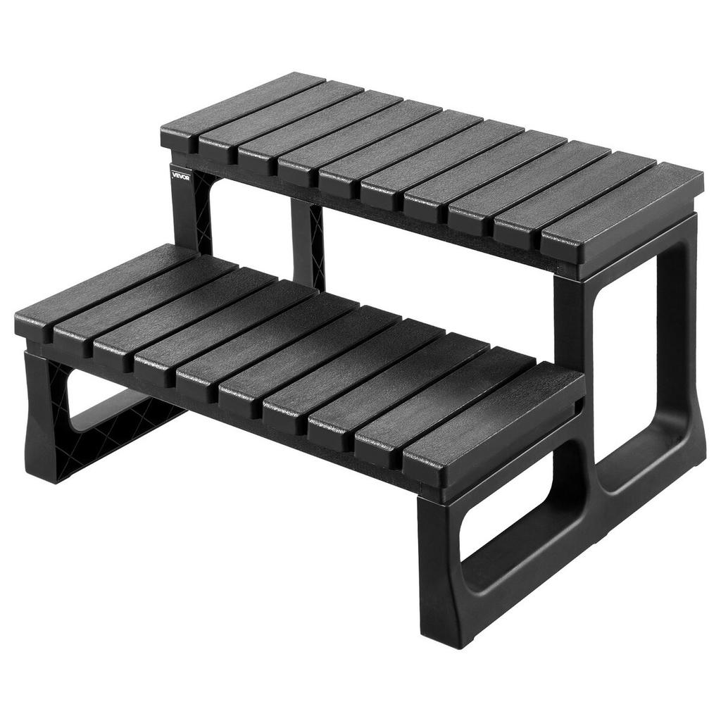 Hot Tub Step, 2-Step Spa Outdoor Stairs, Heavy Duty 599.5 mm Wide PP Above-Ground/Inflatable Pool Ladder with 145.2 kg Weight Capacity, Multi-Use for