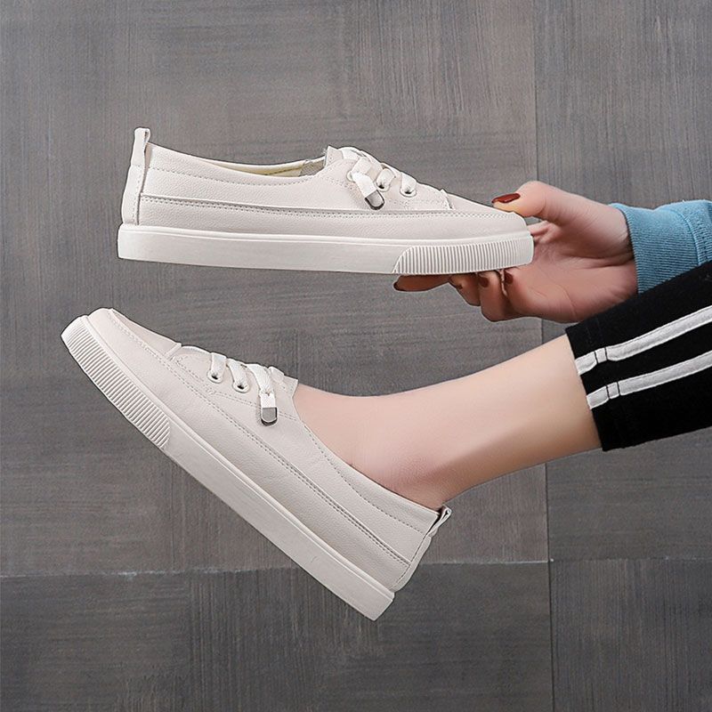 Little White Shoes Women's Shoes New Year's Spring and Autumn Versatile Students One Pedal Flat Casual Shoes Breathable Nurse Shoes