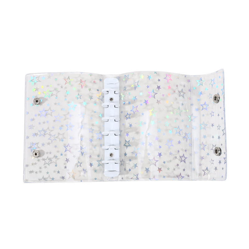 A7 Budget Binder Cover Clear Glitter PVC Binder Refillable Notebook for Photos Pictures Albums Organizer Planner Folder