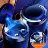 1 Car Ashtray Set, Interior Use, One Click Lid Opening, Large Capacity, Equipped with LED Lights and Metal Lining.
