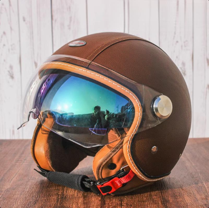 Newest Retro Motorbike Helmets DOT 3/4 Open Face Motorcycle Vintage Chopper Bike Cascos Scooter Capacete De Moto