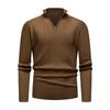 Men's European-American Half-Zip Solid Color Knit Sweater with Vertical Stripes