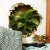 Palm Tree Breaking Through Wall Waterproof Self Adhesive Wall Sticker No Residue Home Decor