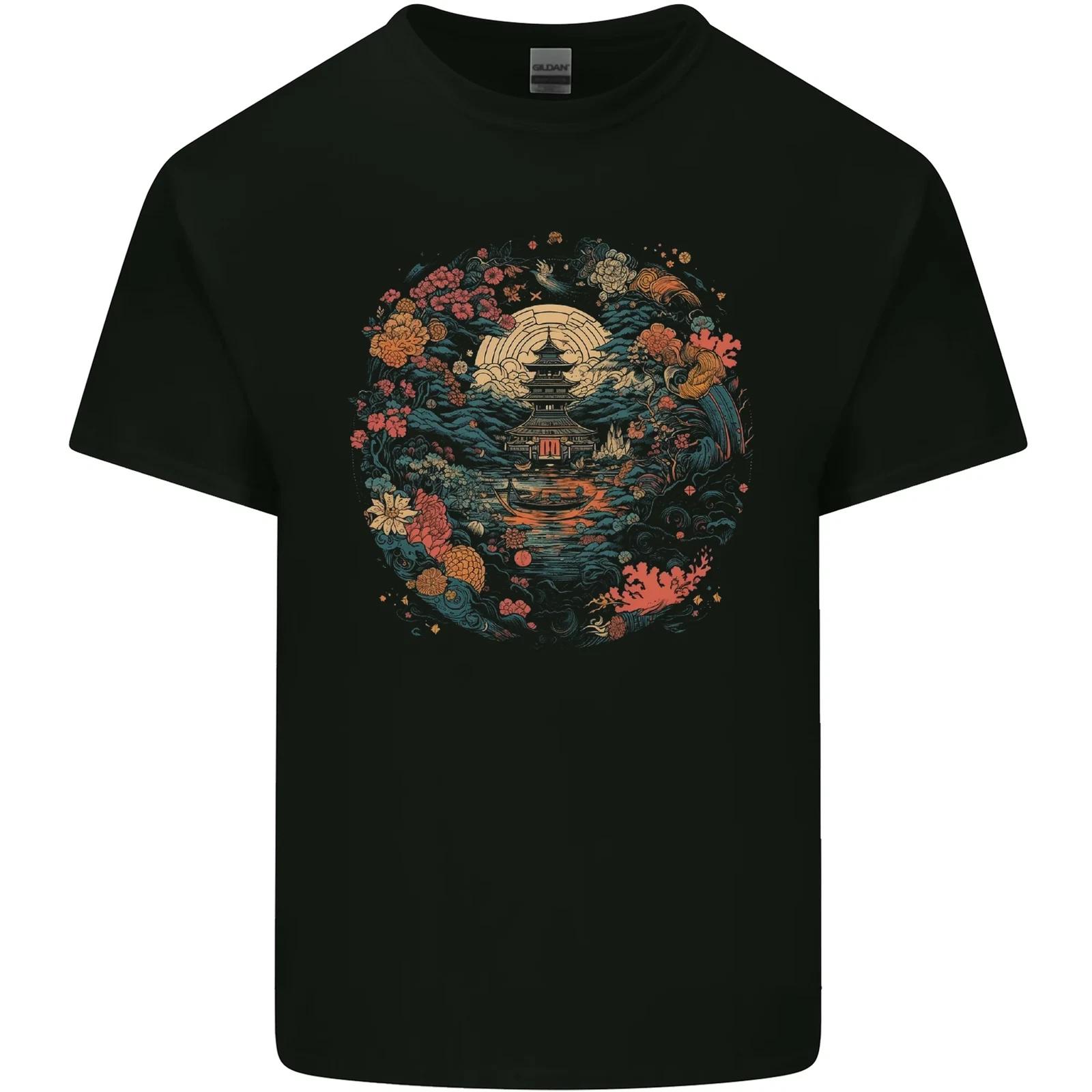 Japanese Fantasy Garden Japan Kids T-Shirt Childrens 2XL