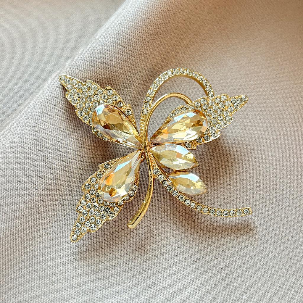 Elegant Crystal Butterfly Brooch for Fashionable Butterfly Blazer, Covering The Neckline To Prevent Showing of Skin.