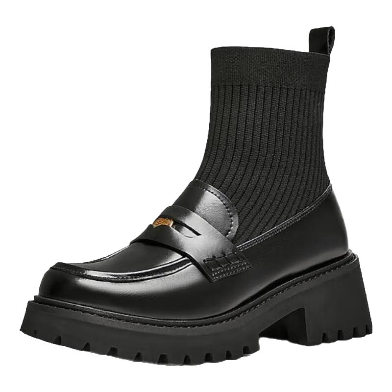 Teenmix Women s Commuter Style Square Heel Sock Boots 39