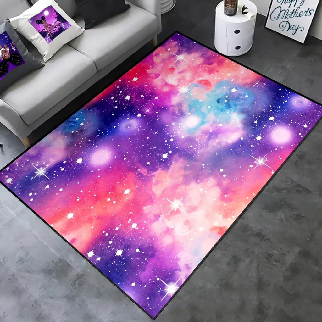 Starry Sky Rug Space Pattern Carpet Solar System Rug for Boy Girls Bedroom Galaxy Starry Sky Area Rug Universe Themed Decoration