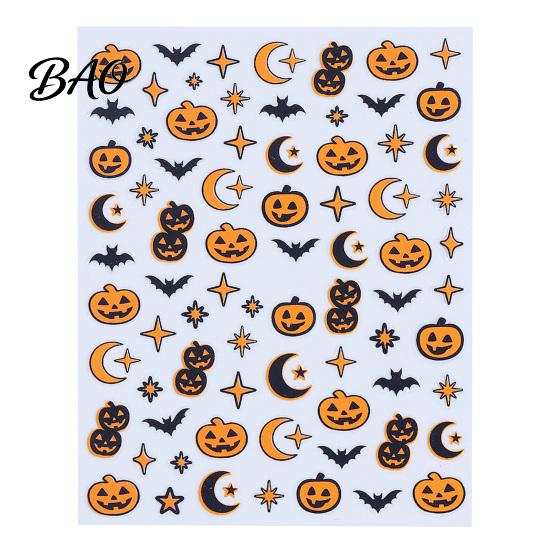 DIY Nail Stickers Halloween Self Adhesive Stickers, Pumpkin Bat Moon Star Manicure Decals, Art Decoration for Home Salon Decorative