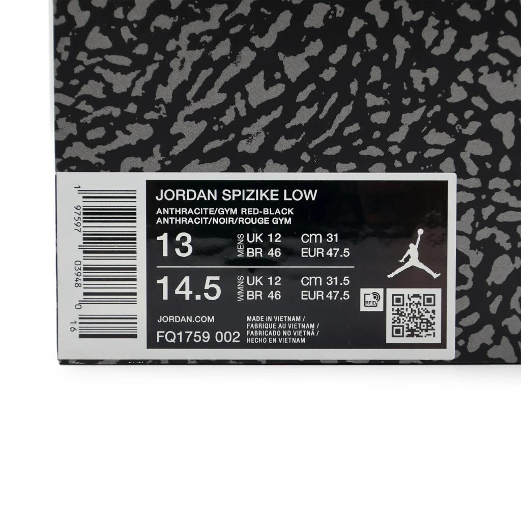 FQ1759-002 Nike Jordan Spizike Low Antracite Gym Red Nero Grigio Bianco (Uomini)
