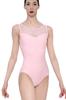 Wear Moi BELMINE Double Strap Camisole Leotard with Floral Print and Stretch Size LEO058PINL Women's Tulle, Pink, L, (Authentic)