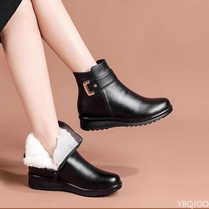 Módní všestranné krátké boty plyšová izolace zimní elegantní minimalistické pohodlné plochá podrážka protiskluzové dámské boty