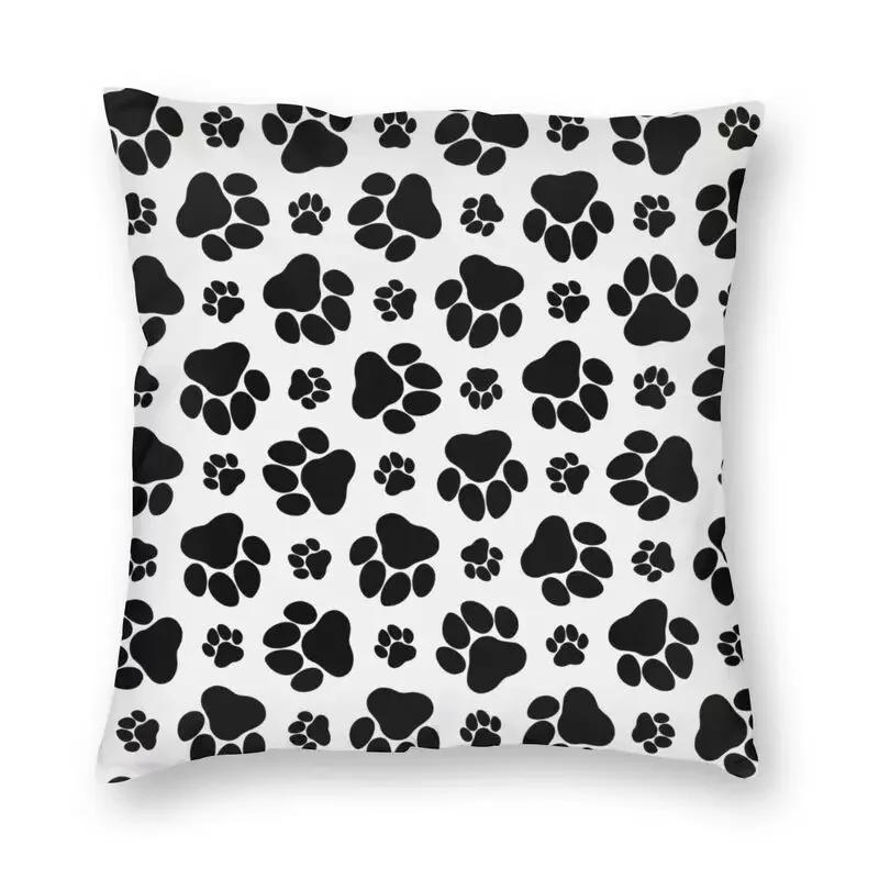 Liebe Hunde Pfoten und Knochen Muster Druck Quadratischer Kissenbezug Dekoration Haustier Fußabdruck Geschenk Kissenbezug Wurfkissen für Sofa Auto