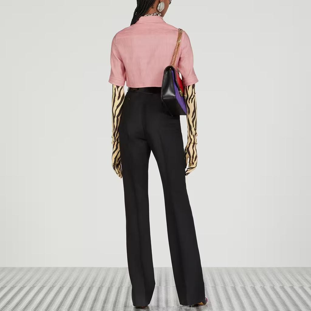 GUCCI Crop Tops Women's Pink Pointed Collar Moderate 734524-ZAMC1-5933