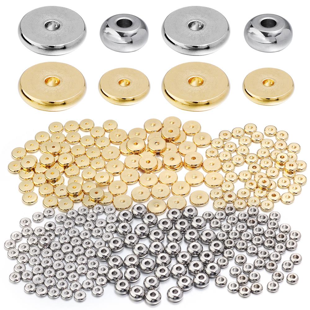 20/50Pcs Stainless Steel Spacer Beads Gold Color Wheel Loose Flat Round Bead For Jewelry Making Finding DIY Bracelet Accessories