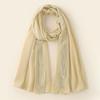 Women Chiffon Long Scarf Rhinestone Decor Solid Color Ethnic Style Pearl Chiffon Shawl Headscarf Versatile Hijab