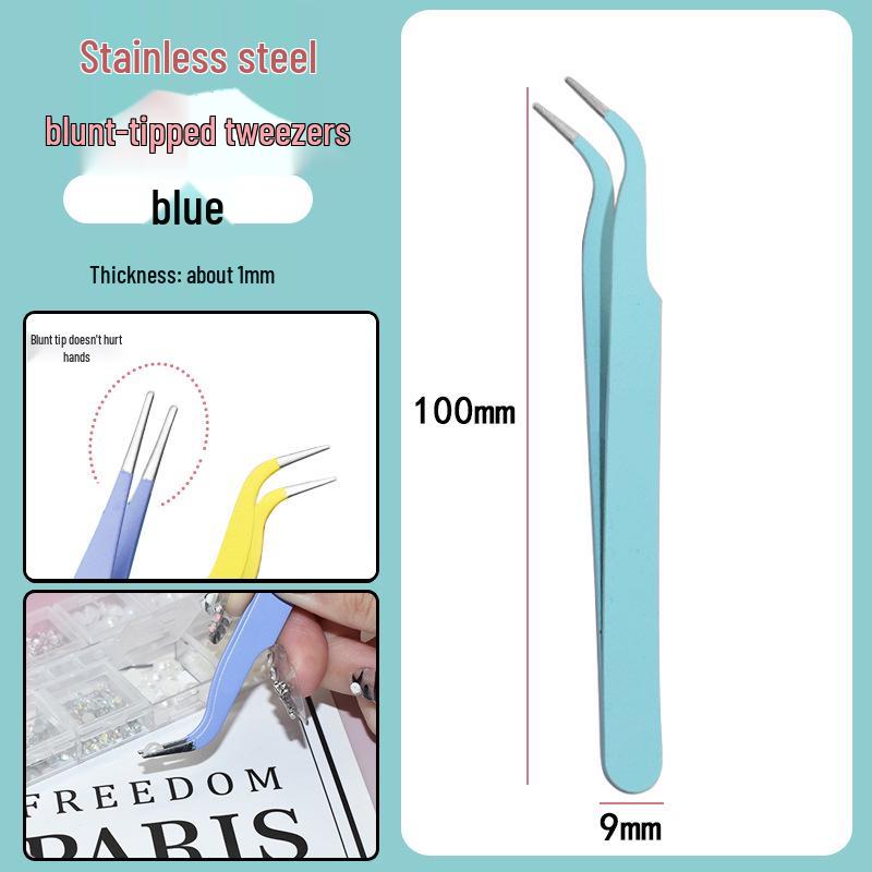 Colorful Stainless Steel Curved Tweezers for False Eyelashes and Planner Clips