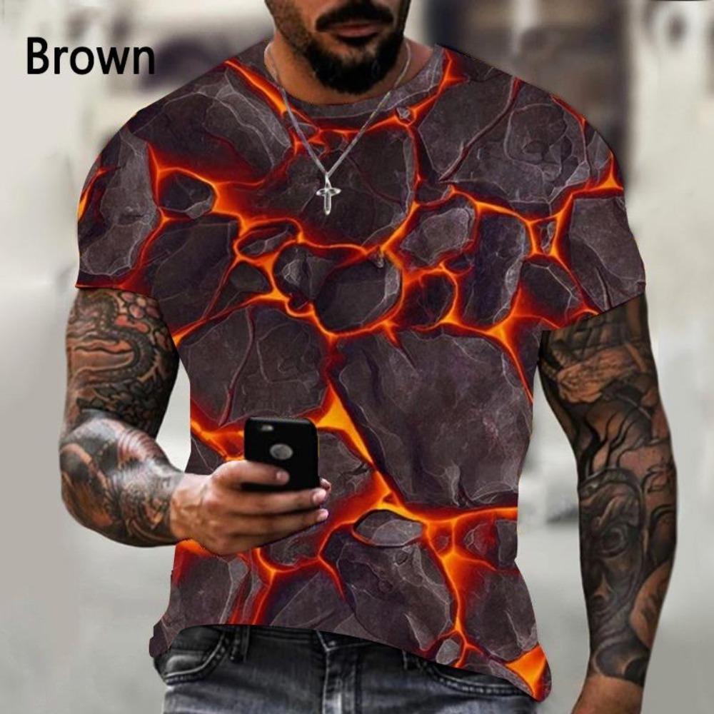 3D Printed Flower Stone Men's T-shirt Summer Casual Short-sleeved Crew-neck Shirt Top