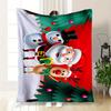 Christmas Santa Claus Snowman Reindeer Greeting CardBlanket Flannel Throw Blanket for Sofa, Bed, Travel, Camping, Office, Couch, Chair, And