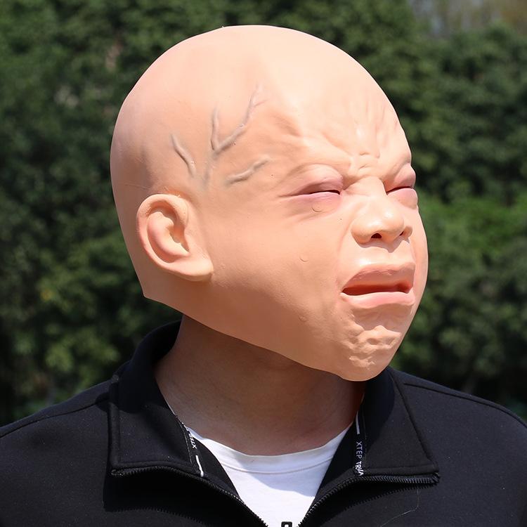Funny crying child mask Halloween latex crying baby headgear cosplay Party costume crying face prop