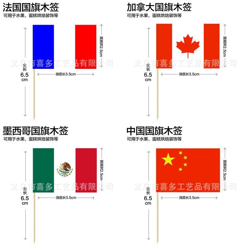 Multinational Flag Toothpick Food Decor Pack For Fruit Garnishes And Cocktails