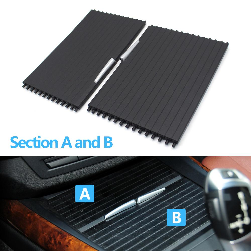 Interior Car Drink Water Cup Holder Cover Trim Zipper Rolling Curtain For BMW X5 X6 E70 E71 E72