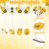 16 Pcs Summer Bee Double-Sided Wooden Picks Cute Honeybee Wooden Decorative Pick Daisy Bee Decorative Pick Summer Theme Party Su