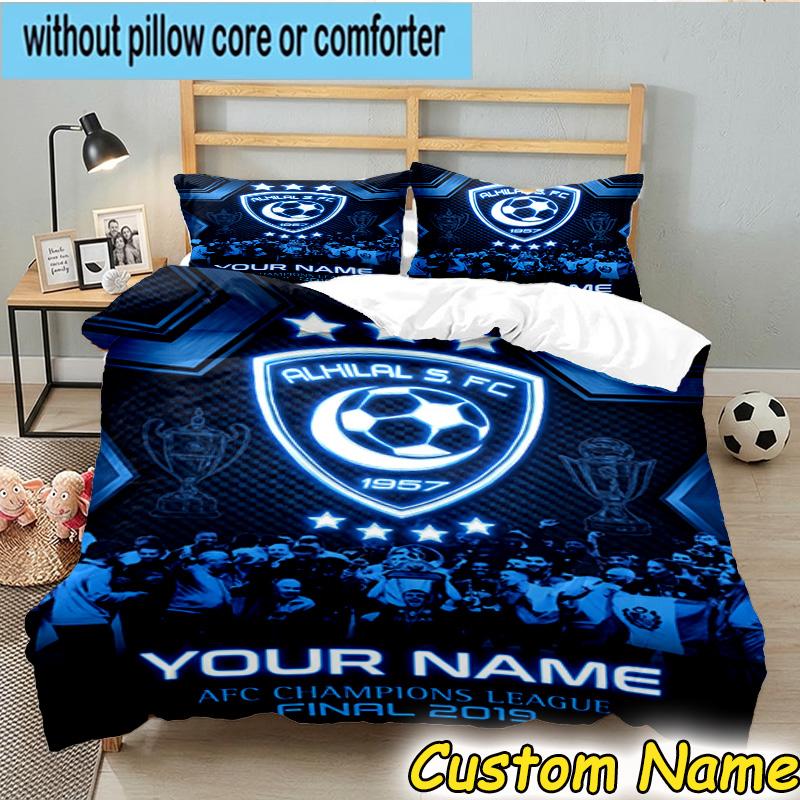 3pcs Custom Name Hilal FC Crest Bedding Set Includes 1 Duvet Cover & 2 Pillowcases for All Seasons Dormitory Home Decor Christmas Gifts