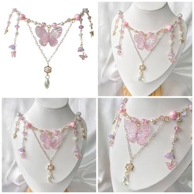 Modische Perlenkette mit Schmetterlingsanhänger Choker-Halsketten Kette Partygeschenke für modebewusste Frauen