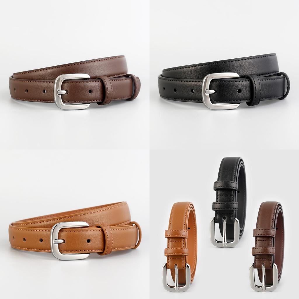 Cintura Minimalista in Pelle da Donna con Fibbia ad Ardiglione per Uso Casual e da Ufficio