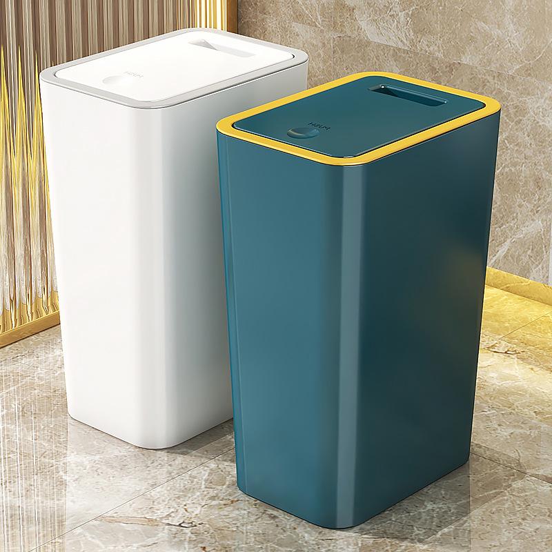 High-End Odor-Proof Plastic Trash Can with Lid for Kitchen, Bathroom, or Living Room - Large Capacity