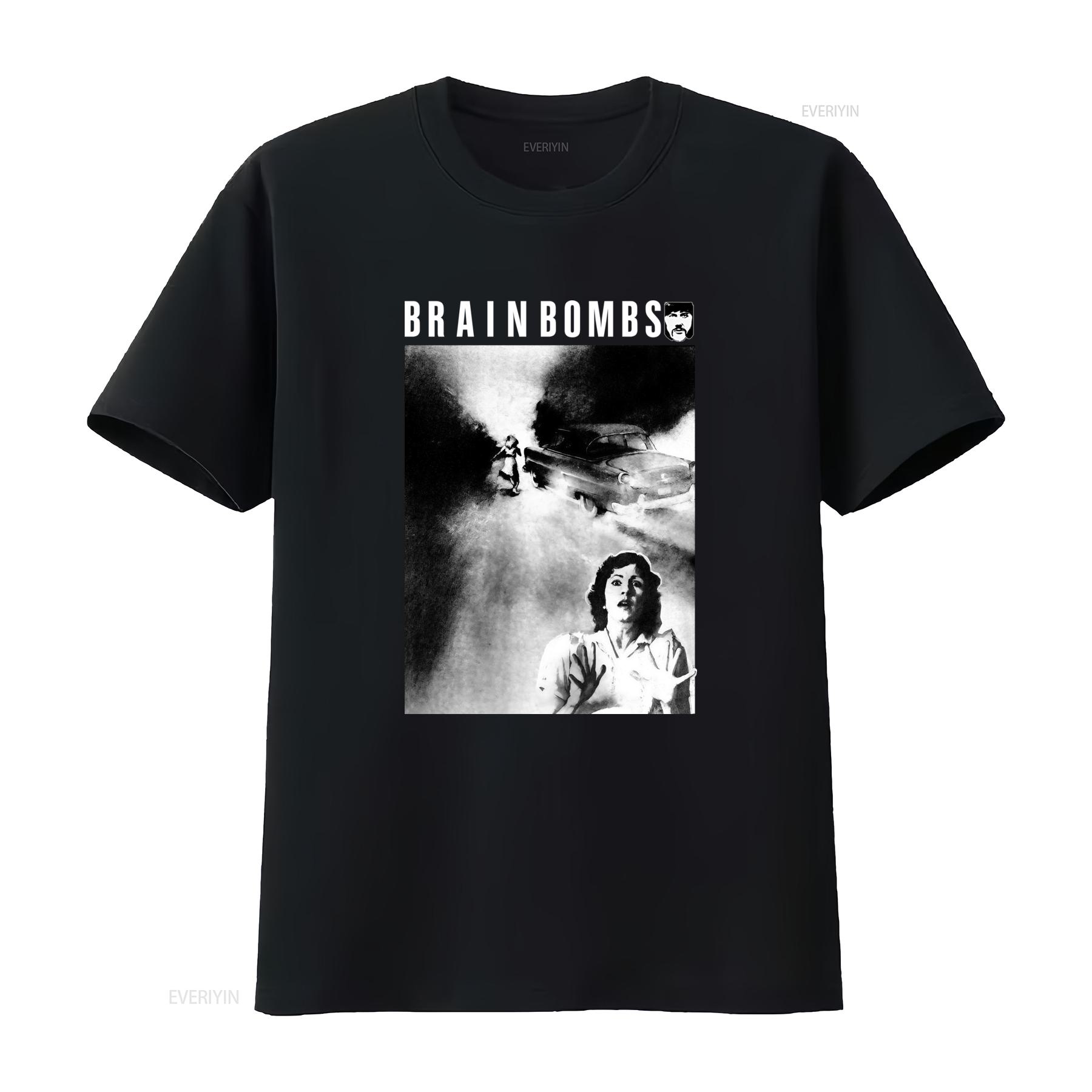 

Vintage Brainbombs Band Tour Concert Black T Shirt Retro Horror Movie Inspired Design vintage Washed Comfortable Stretched 4XL