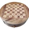 4 in Handmade Wooden Round Chess Mini Pocket Travelling, Personalized Board Games, Custom Gifts for Dad, Men Women, Christmas, Kids Birthday