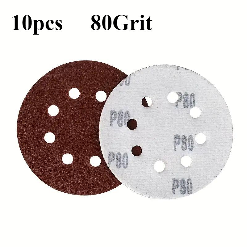 

10pcs Red Sand 5 Inch 8 Hole 80# Velvet Sandpaper, Aluminum Oxide Air Grinding And Polishing Sandpaper. Polishing Tool
