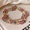 Bracelet pendentif en cristal de fraise multicouche pour femmes, design de niche, adapté aux sœurs, aux étudiantes et aux meilleures amies, bijoux bracelet