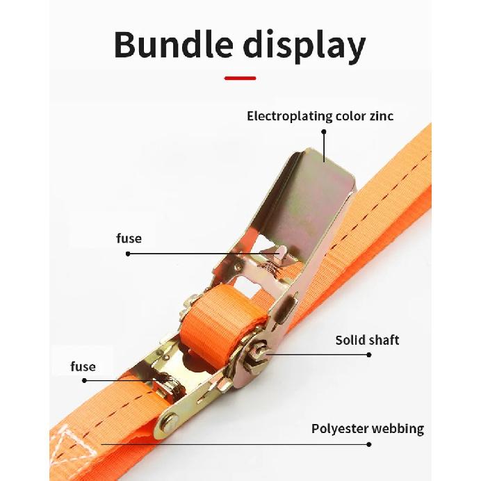 Heavy Duty Metal Buckle Tie-Down Cargo Straps for Car and Truck - Strong Ratchet Belt for Secure Luggage and Cargo Transport