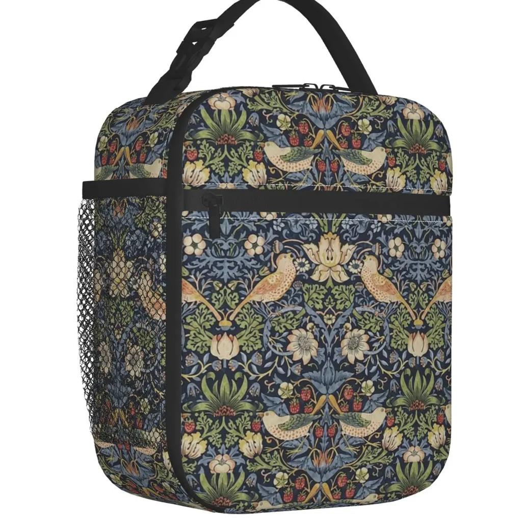 William Morris Vintage Thermal Insulated Lunch Bags Floral Textile Pattern Portable Lunch Container Camp Travel Storage Food Box