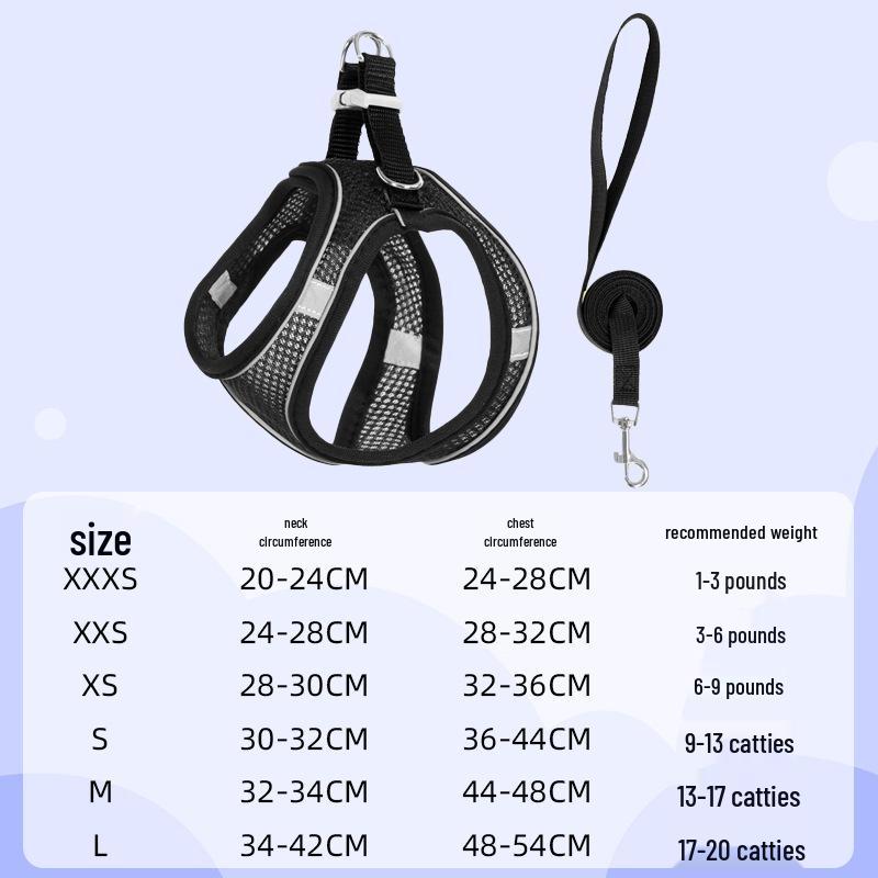 Reflective Vest-Style Pet Harness with Leash - Breathable for Cats & Dogs