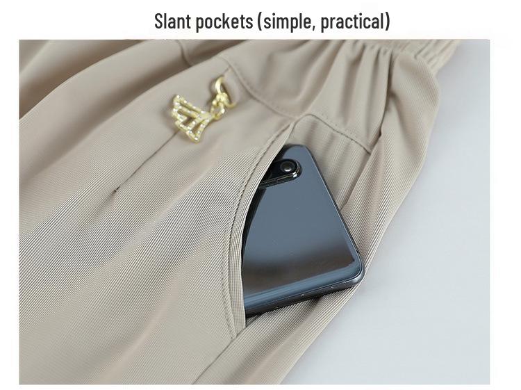 Mom's High Waist Elastic Seven-Point Cropped Pants for Middle-Aged & Elderly Women