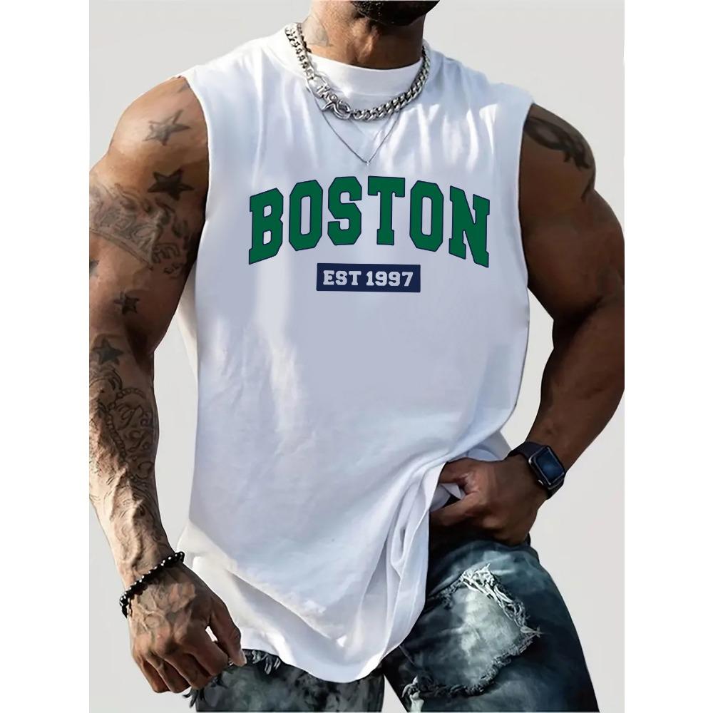 

Мужская летняя мода повседневный спортивный свободный принт удобный дышащий круглый вырез без рукавов жилет 5XL