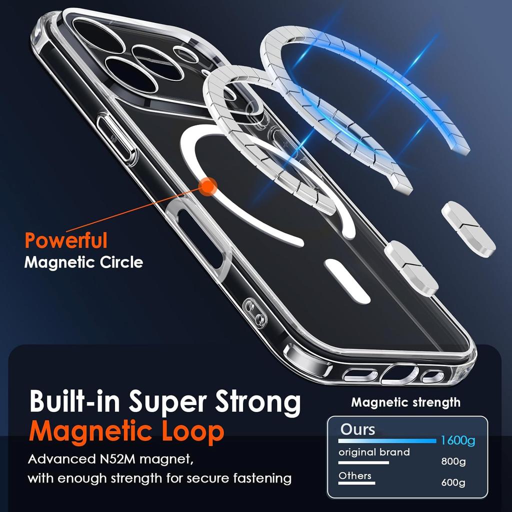 Shockproof Wireless Charging Strong Magnetic Case For iPhone 17 Pro Max Air iPhone17Pro Max Air 5G Clear Back Cover Phone Case