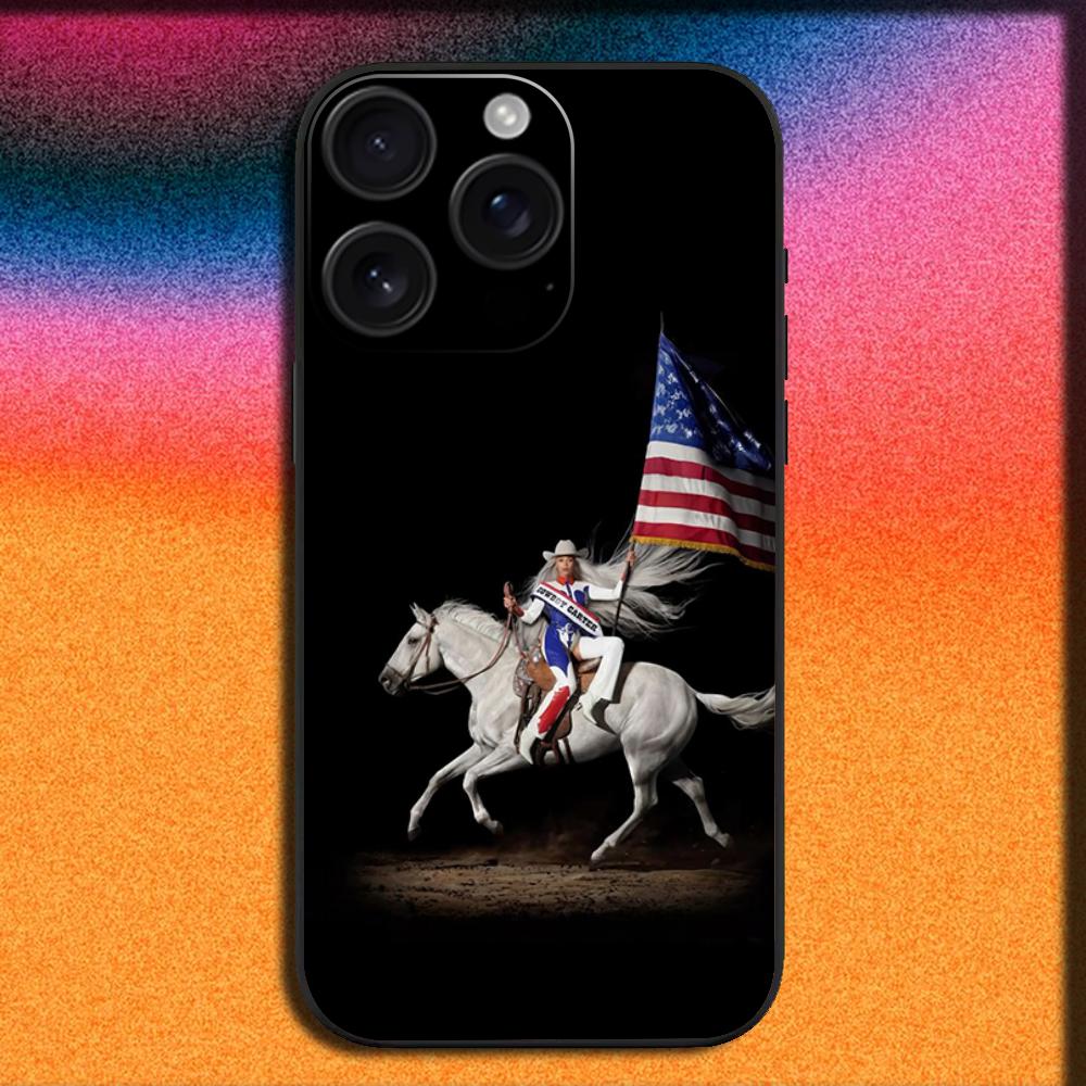 

B-Beyonce Cowboy Carter Phone Case For iPhone 16,15,14,13,12,11,Pro,XS,Max,XR,Plus,SE,Mini Soft Black Cover iPhone16pro