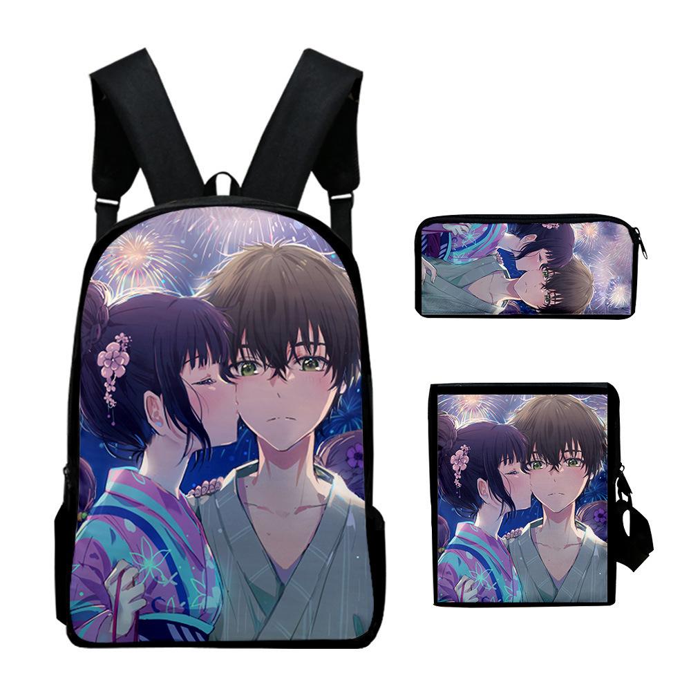 Timeless Unique Cool Danmachi 3D Design 3pcs/Set pupil Learner Bags Everyday Laptop Rucksack Backpack Sling Carry Tote Pencil Pouch