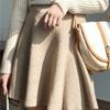 Women's Knitted Midi Skirt Autumn and Winter Yarn High Waist A-line Skirt Pleated Skirt