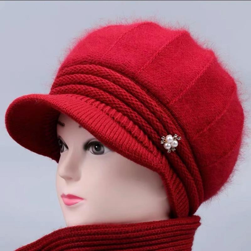 Mützen für ältere Menschen mittleren Alters, Wintermützen aus Wolle für Frauen, Kaninchenhaar mit dickem Samt, Mützen für ältere Frauen der Mutter, warme Mützen für die Großmutter