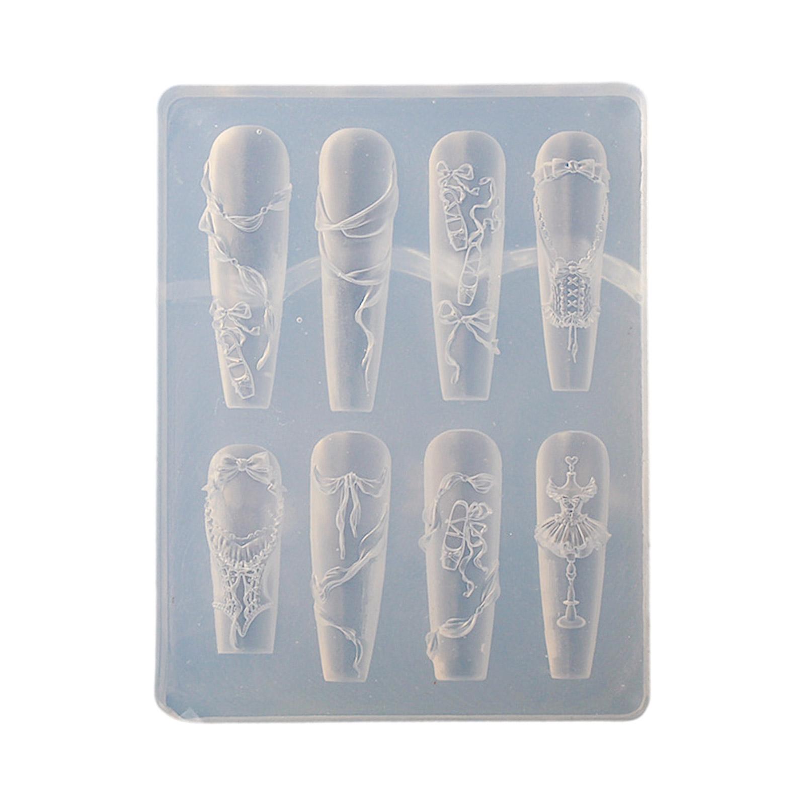 

Силиконовая форма для тисненых наклеек для нейл-арта, сложные цветочные кружевные дизайны, бантики, для рукоделия, легкое нанесение 2