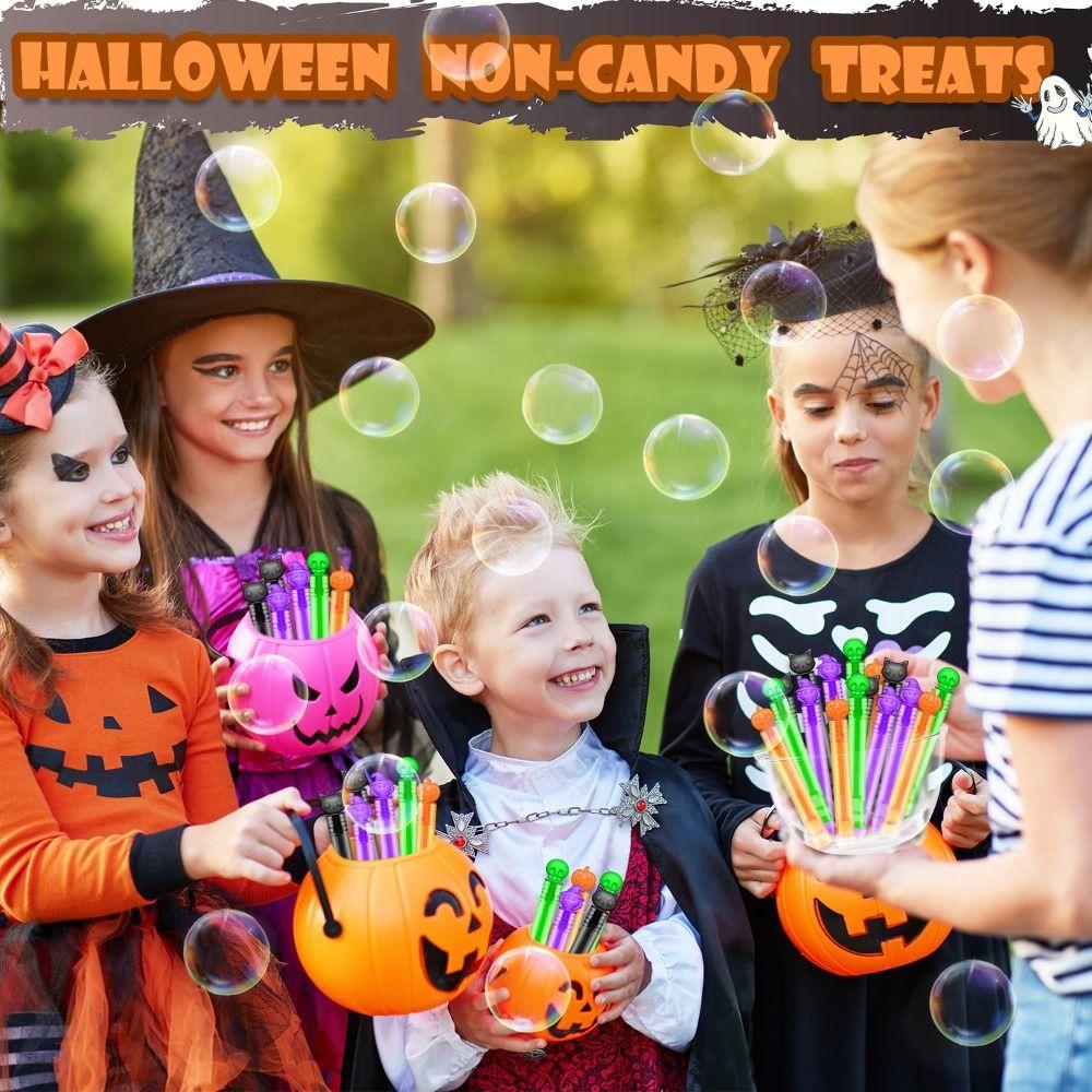 20 PCS Halloween Treats Plastic Mini Bubble Wands Refillable Empty Soap Bottle Prizes Trinkets Goody Bag Stuffer Party