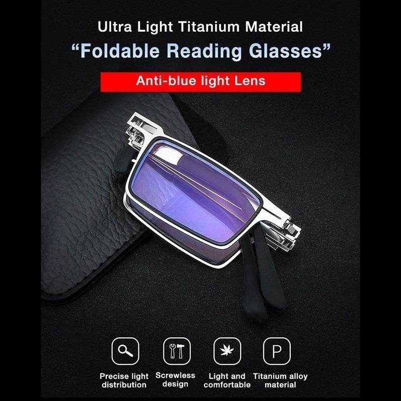 Metal Folding Reading Glasses Portable Ultra Light Anti Blue Light Lens Presbyopia Glasses Men's Rectangular Eyeglasses Eyewears